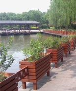 公園景區(qū)室外防腐木花箱HT-HX370