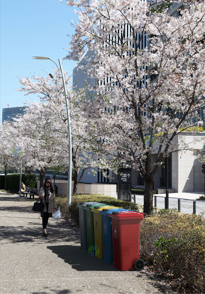 萬(wàn)德福深藍(lán)色120L戶外垃圾桶