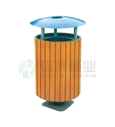 圓形戶外鋼木垃圾桶
